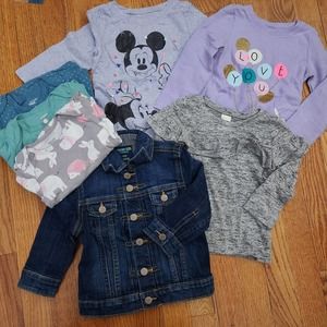 7 Item Clothes Lot Girls 12-18 Month Long Sleeve Tops Denim Jacket Mixed Brands